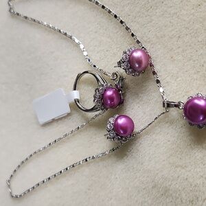 Magenta Freshwater Pearl set